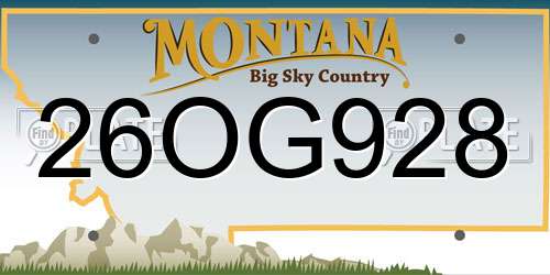 26OG928 Montana License Plate