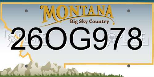 26OG978 Montana License Plate