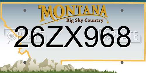 26ZX968 Montana License Plate