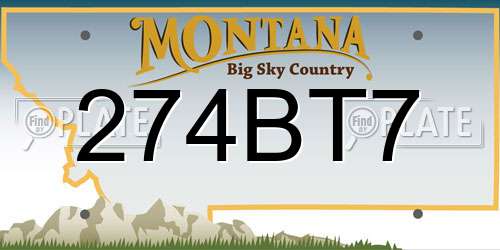 274BT7 Montana License Plate