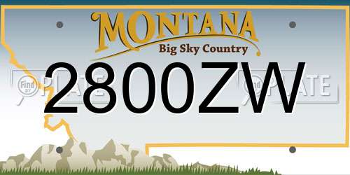 2800ZW Montana License Plate