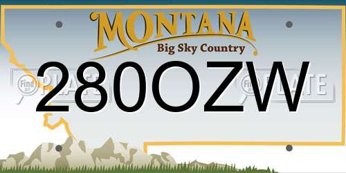280OZW Montana License Plate