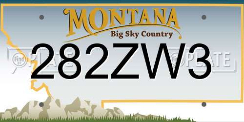282ZW3 Montana License Plate