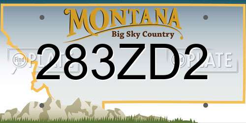 283ZD2 Montana License Plate