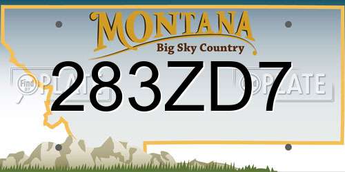283ZD7 Montana License Plate