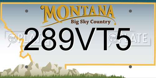 289VT5 Montana License Plate