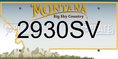 2930SV Montana License Plate