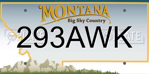 293AWK Montana License Plate