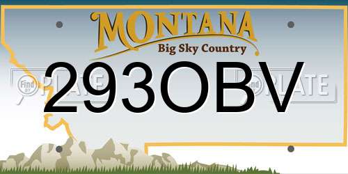 293OBV Montana License Plate