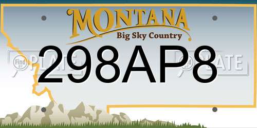 298AP8 Montana License Plate