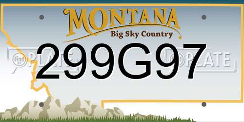 299G97 Montana License Plate