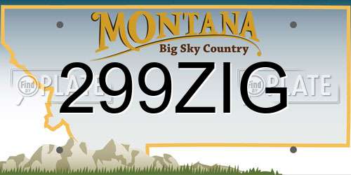 299ZIG Montana License Plate