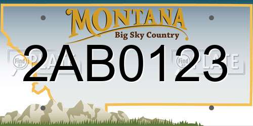 2AB0123 Montana License Plate