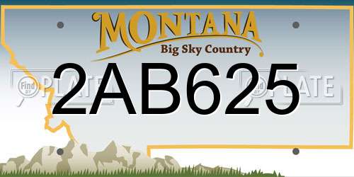 2AB625 Montana License Plate