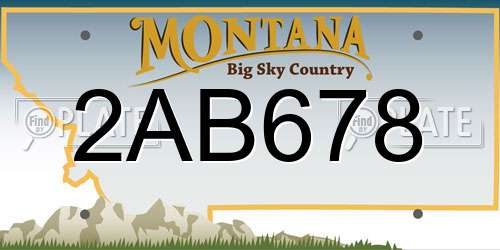 2AB678 Montana License Plate