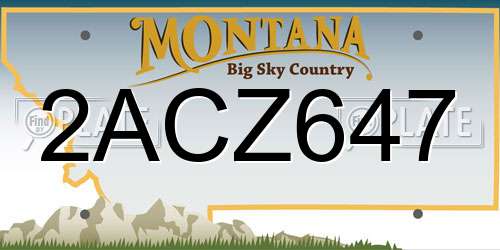 2ACZ647 Montana License Plate