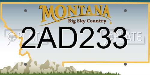 2AD233 Montana License Plate
