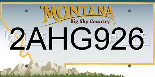 2AHG926 Montana License Plate