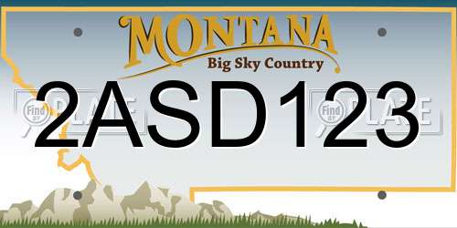 2ASD123 Montana License Plate