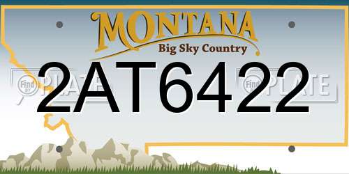 2AT6422 Montana License Plate