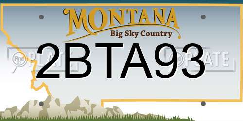2BTA93 Montana License Plate