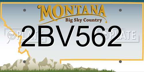 2BV562 Montana License Plate