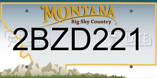 2BZD221 Montana License Plate