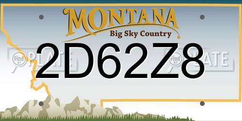 2D62Z8 Montana License Plate