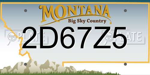 2D67Z5 Montana License Plate