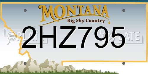 2HZ795 Montana License Plate