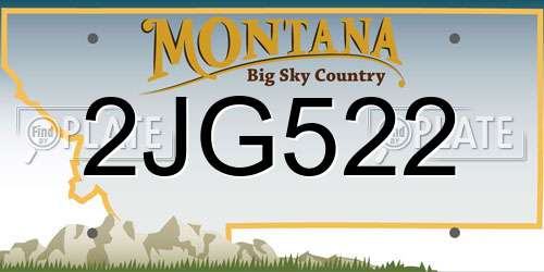 2JG522 Montana License Plate