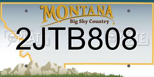 2JTB808 Montana License Plate