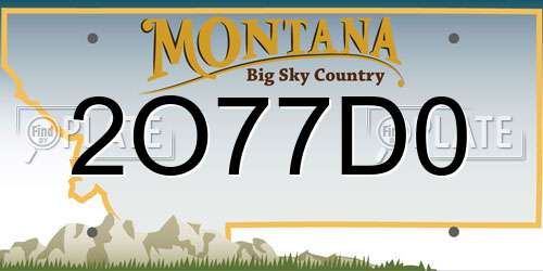 2O77D0 Montana License Plate