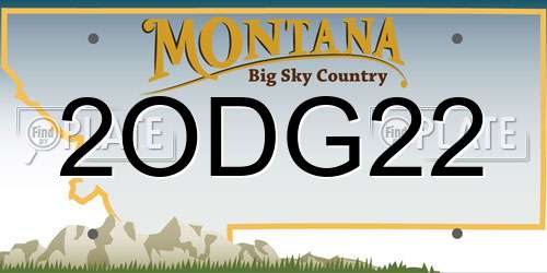 2ODG22 Montana License Plate
