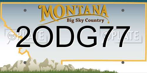 2ODG77 Montana License Plate