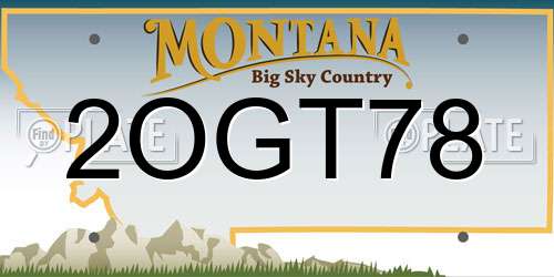 2OGT78 Montana License Plate