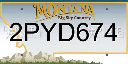 2PYD674 Montana License Plate