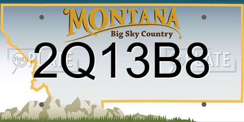 2Q13B8 Montana License Plate