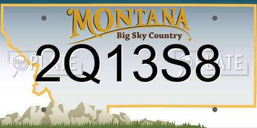 2Q13S8 Montana License Plate