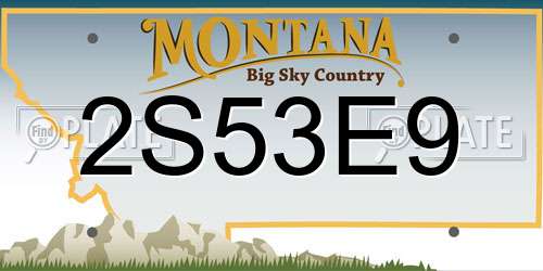 2S53E9 Montana License Plate