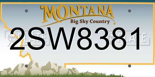 2SW8381 Montana License Plate