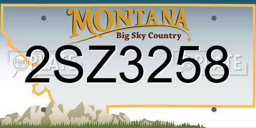 2SZ3258 Montana License Plate