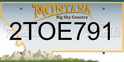 2TOE791 Montana License Plate