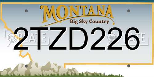 2TZD226 Montana License Plate