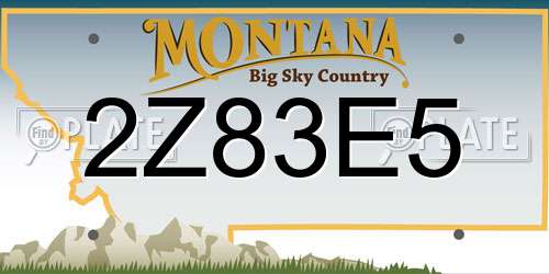 2Z83E5 Montana License Plate