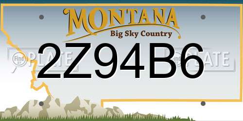 2Z94B6 Montana License Plate