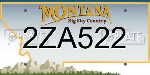 2ZA522 Montana License Plate