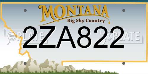2ZA822 Montana License Plate
