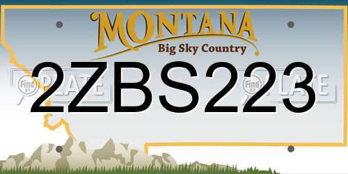 2ZBS223 Montana License Plate