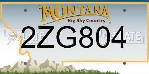 2ZG804 Montana License Plate